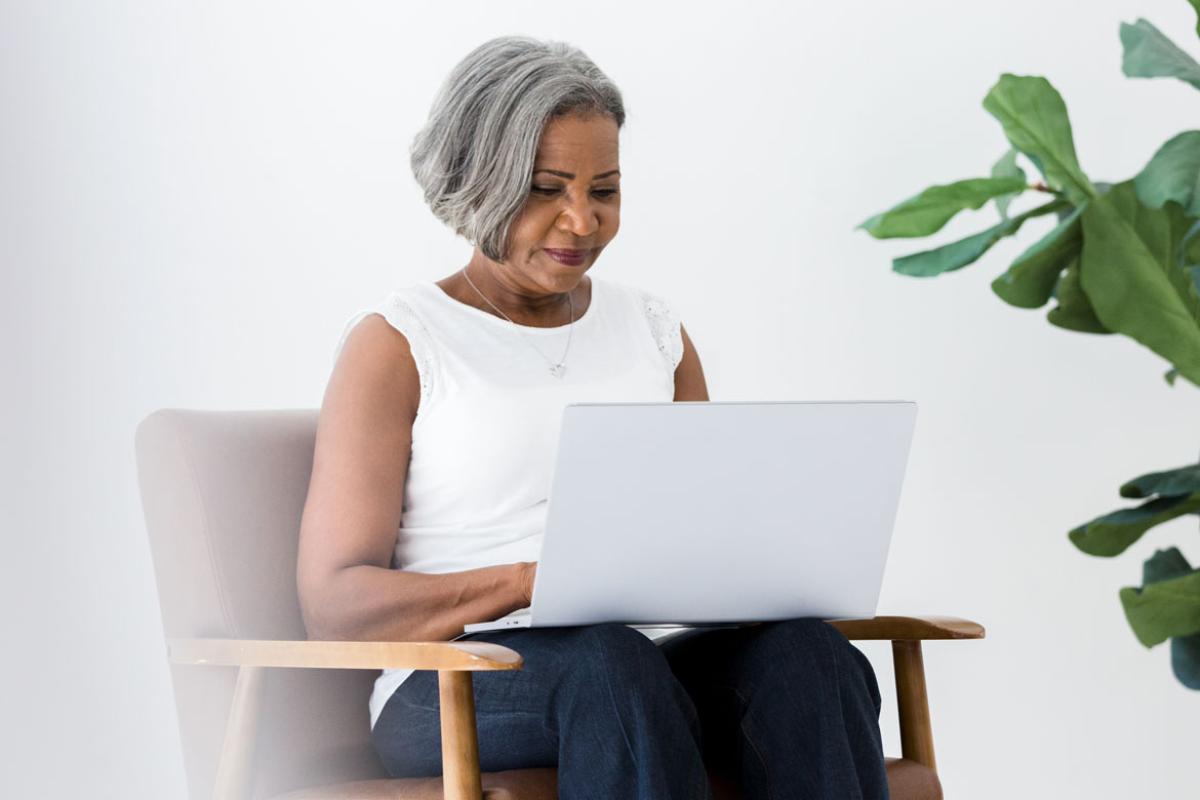 Person working on a laptop