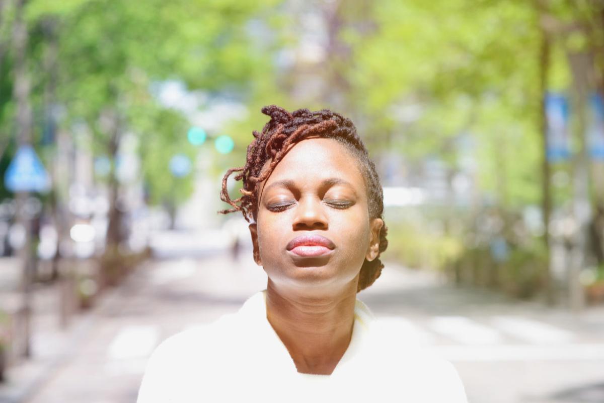 Person with eyes closed