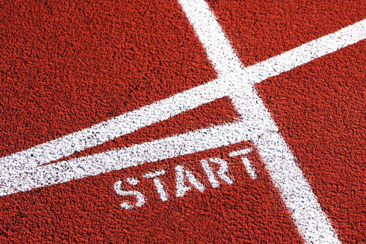 Start line on running track