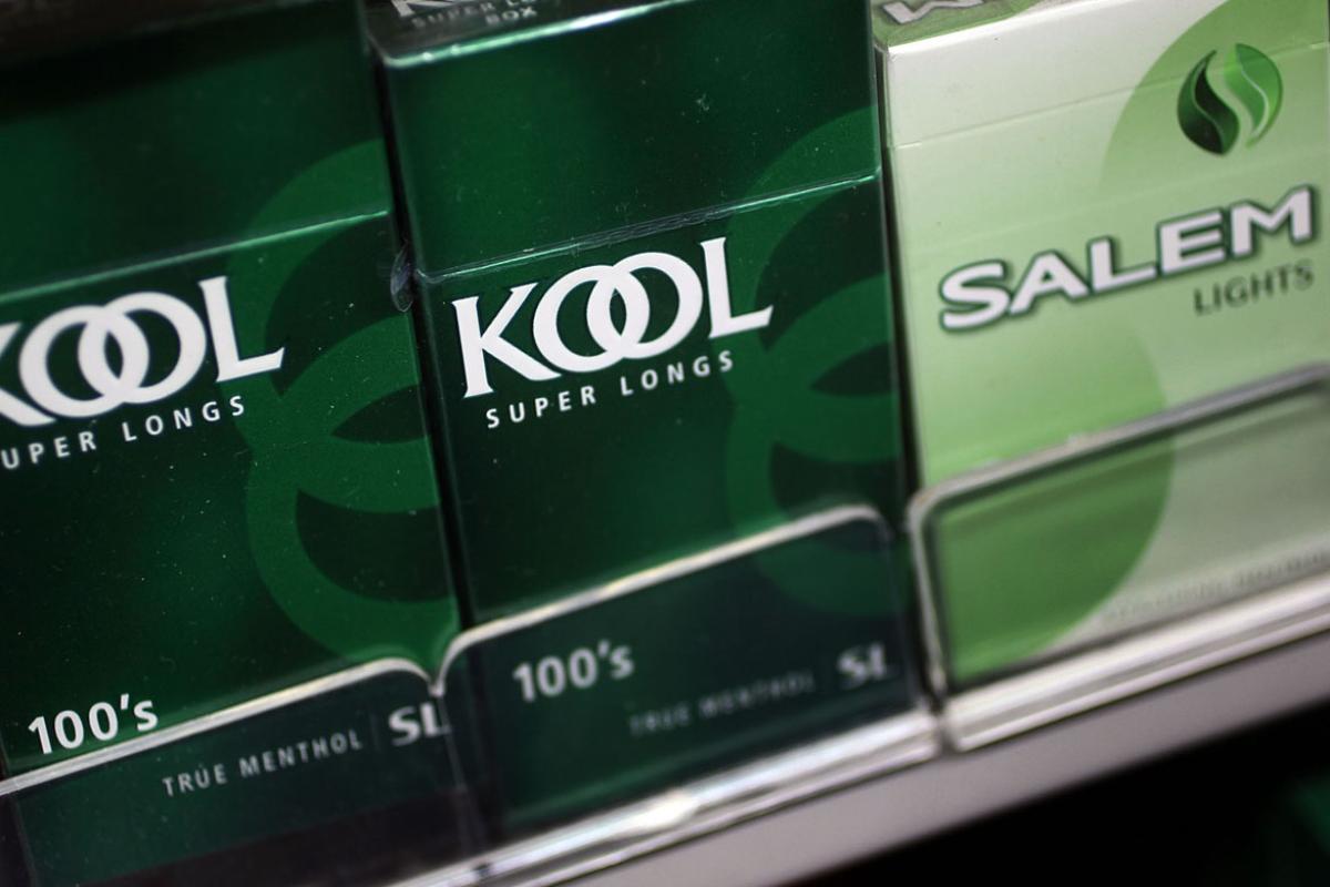 Menthol cigarettes displayed in vending machine
