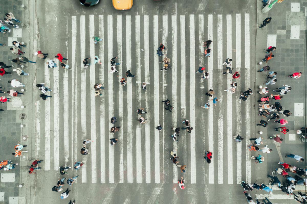 Pedestrians crossing the street
