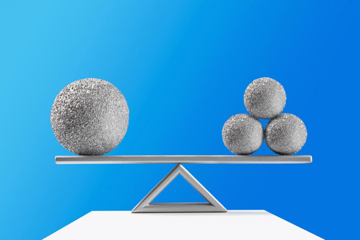 Balls balanced on scale
