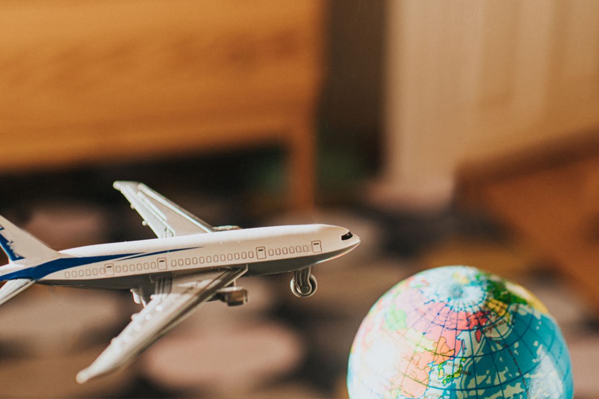 Airplane and a globe