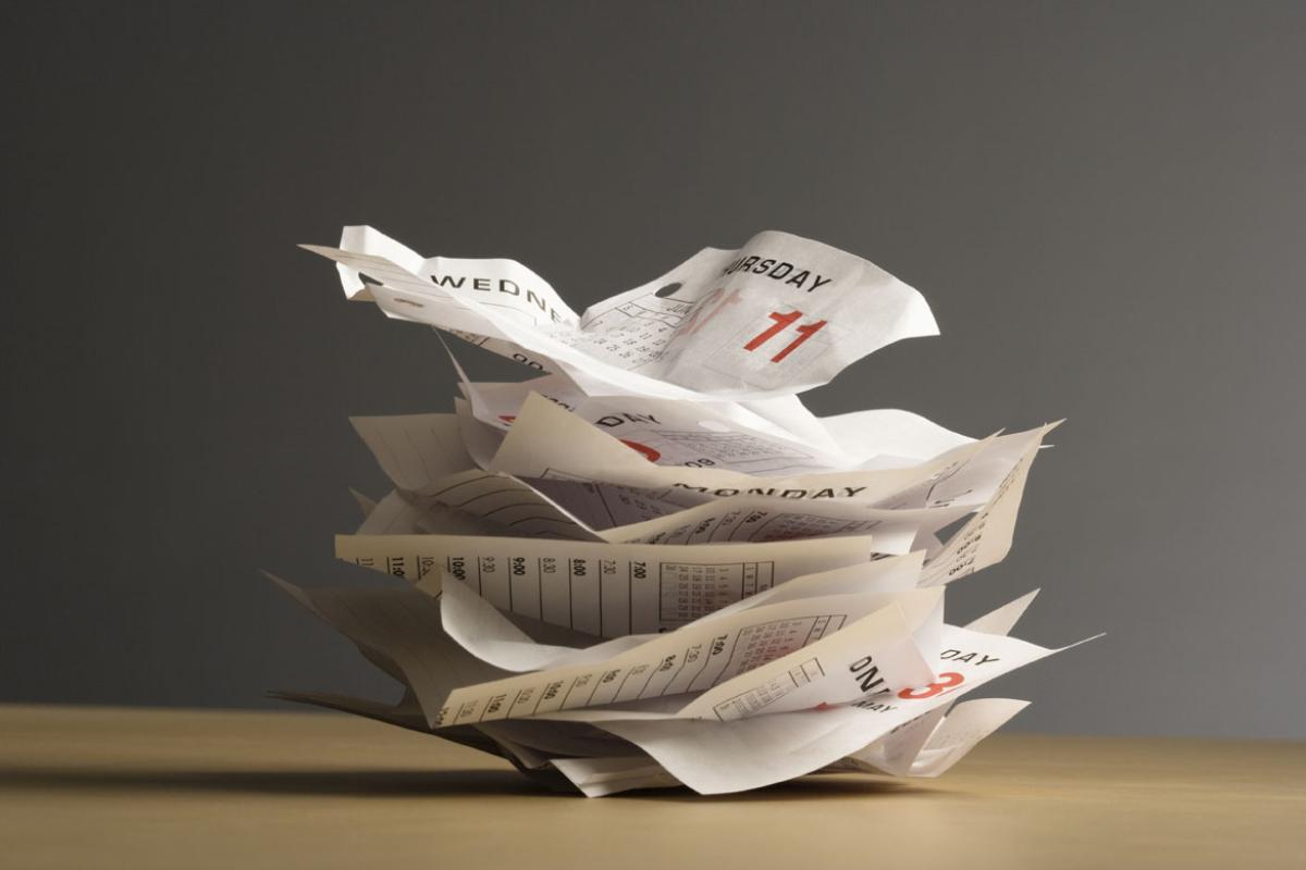 Crumpled calendar pages