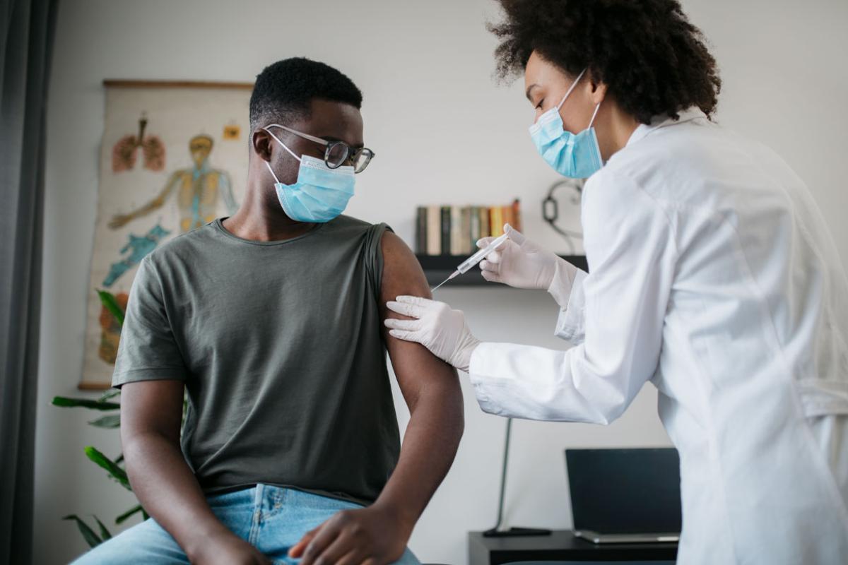 Person receiving vaccine