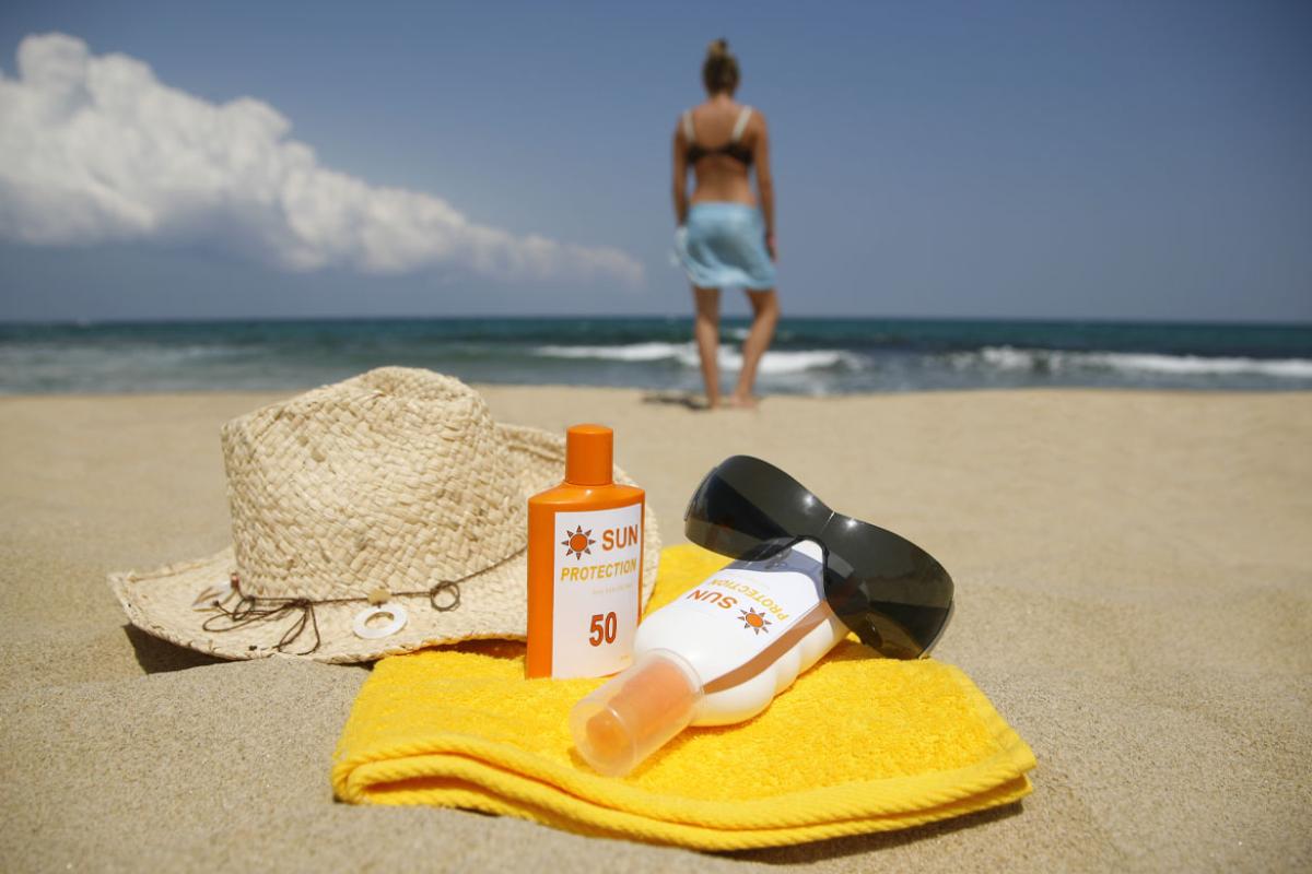 Sunscreen on a beach