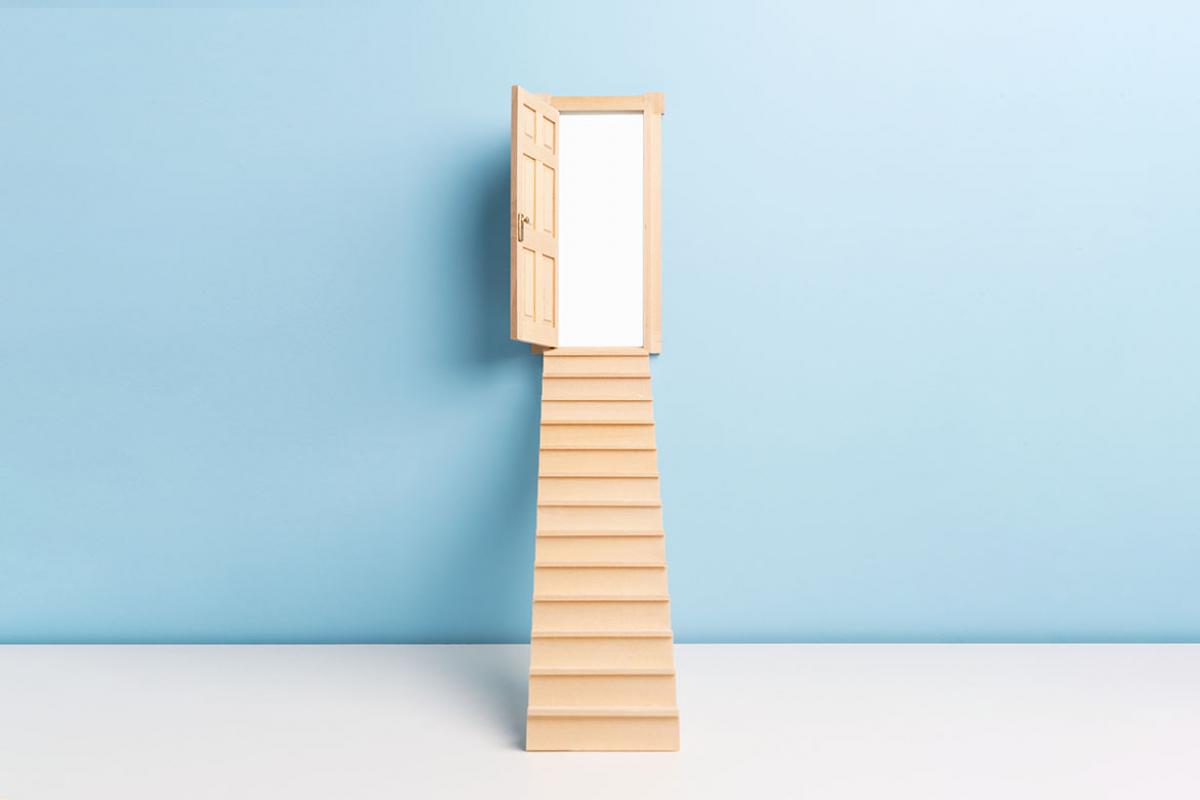 Open door and a staircase
