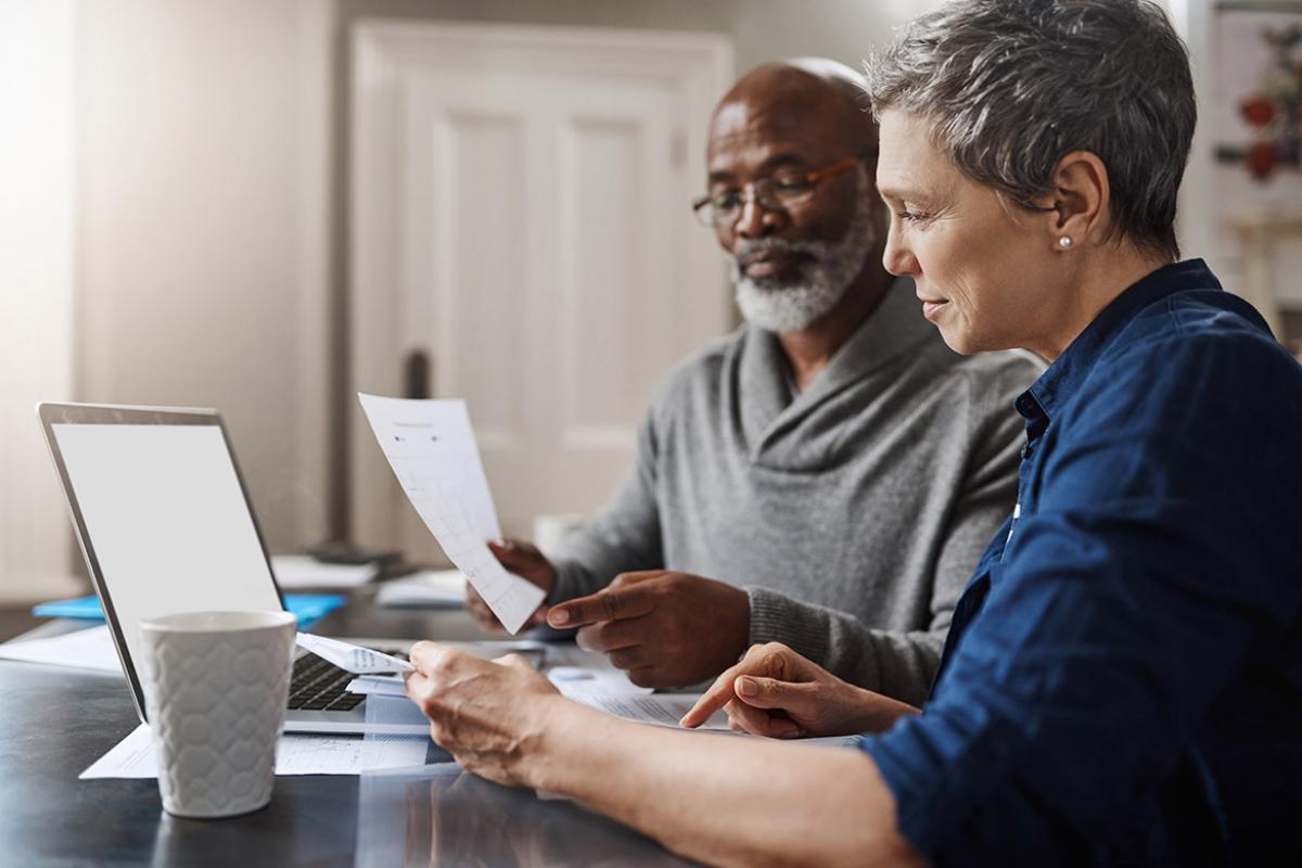 Couple reviewing their financial and/or retirement plan