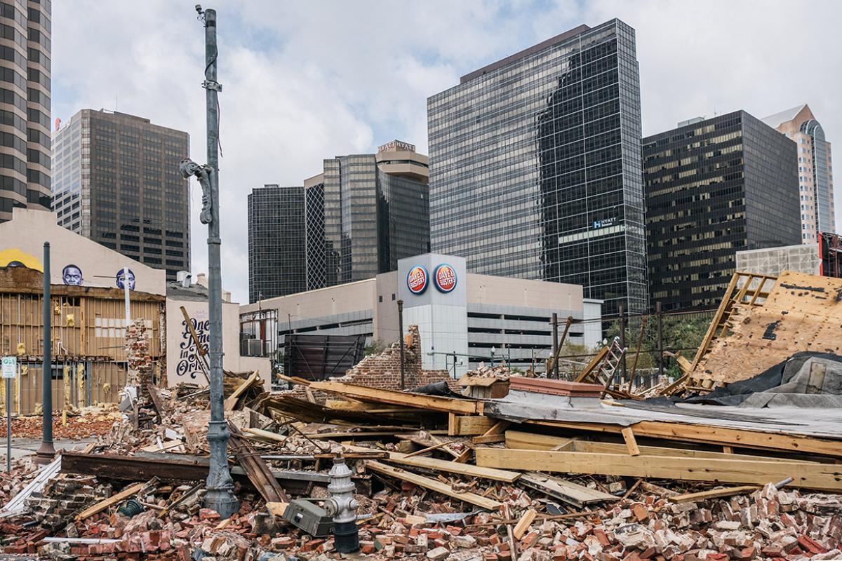 Building destroyed by Hurricane Ida