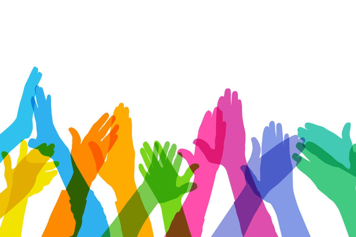 Illustration of hands in different colors clapping 