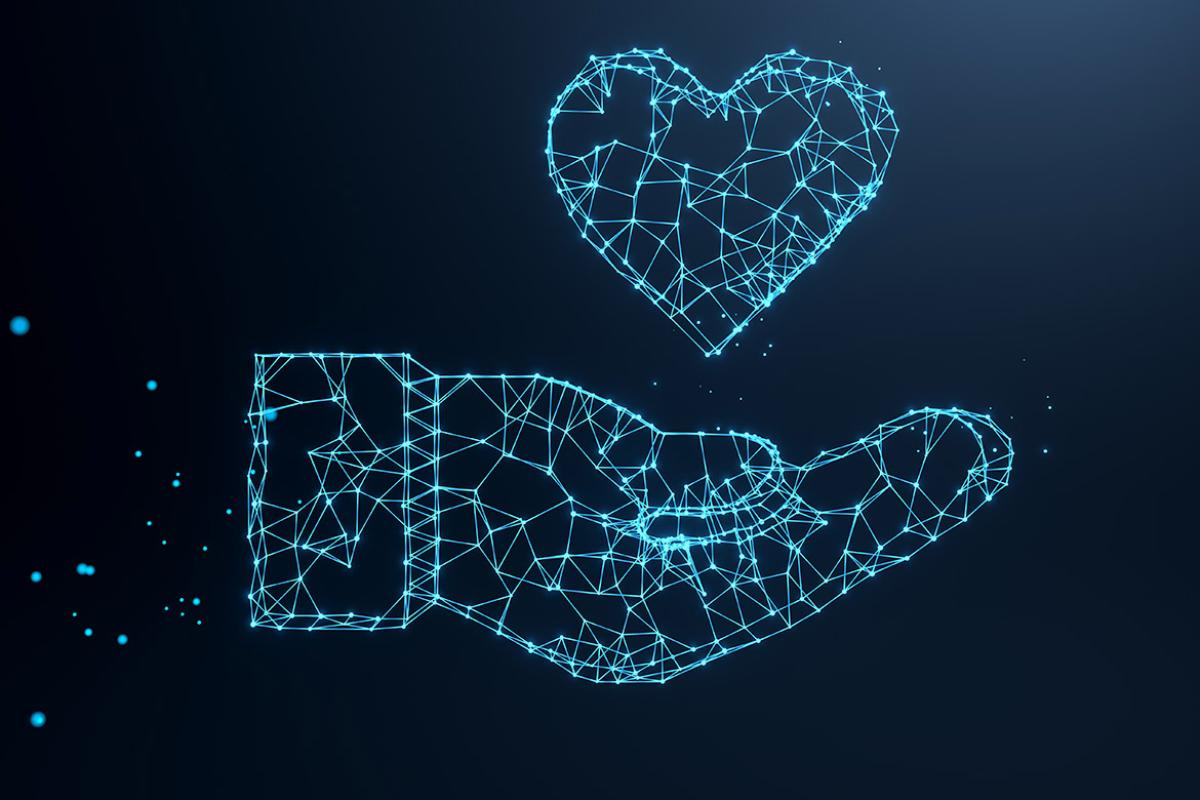 Data points used to draw graphic of hand with heart elevated above it