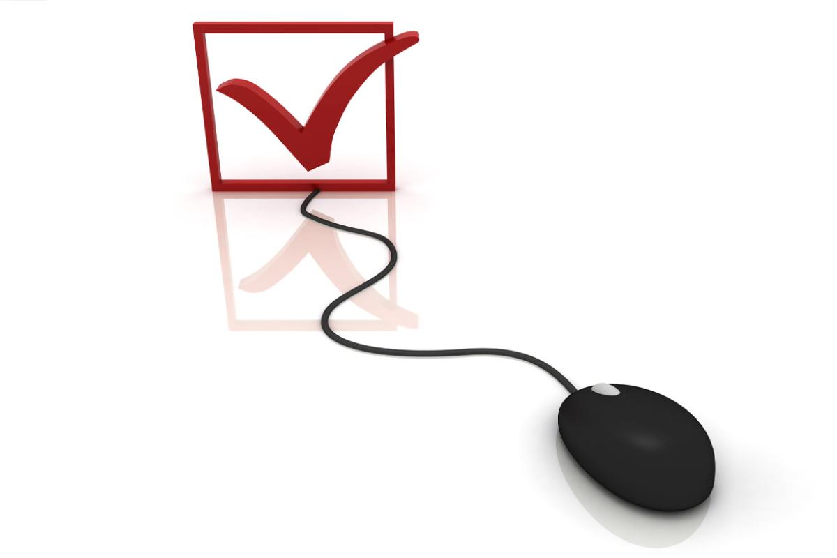 Computer mouse with a wire connected to a red check box