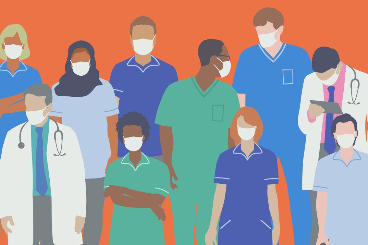 Various group of health care workers