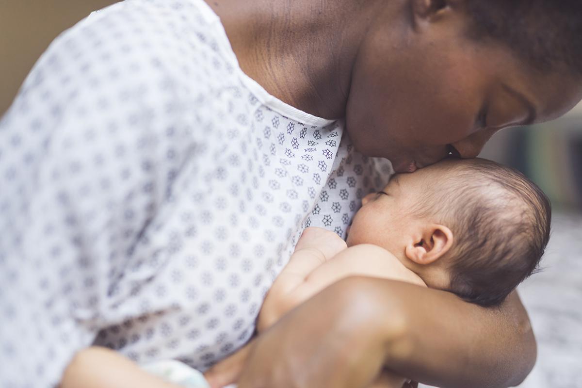 Mother holding baby