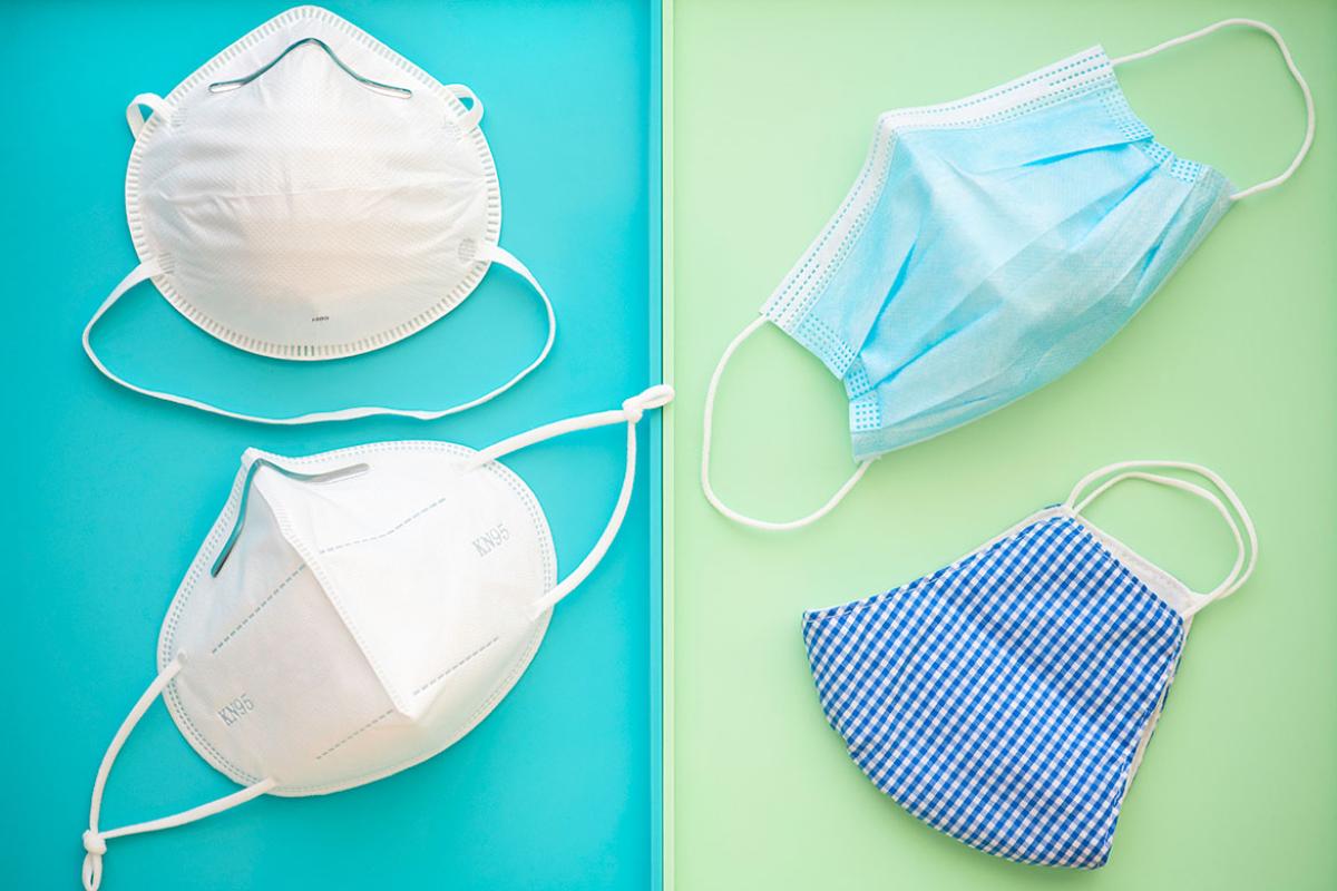 Four different types of face masks