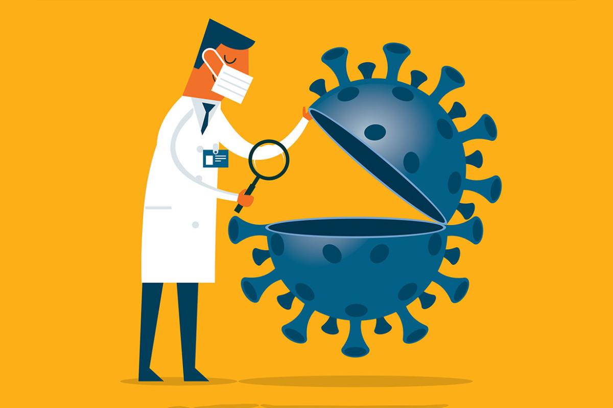 Scientist analyzing a virus
