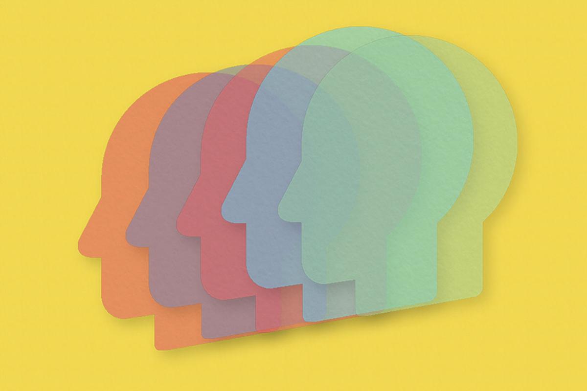 Human profiles in paper cut style