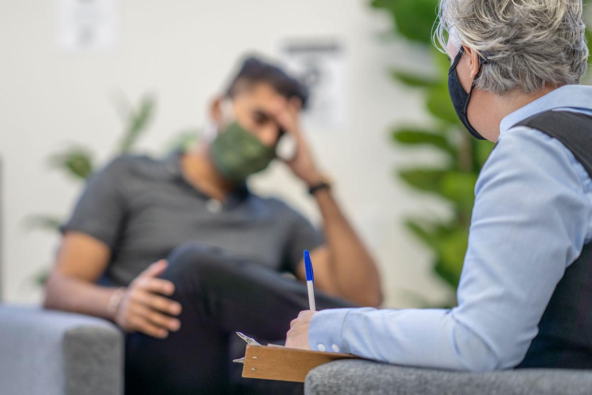 Care practitioner and patient in an appointment