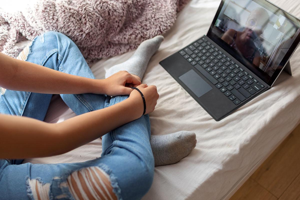 Person in a telehealth appointment
