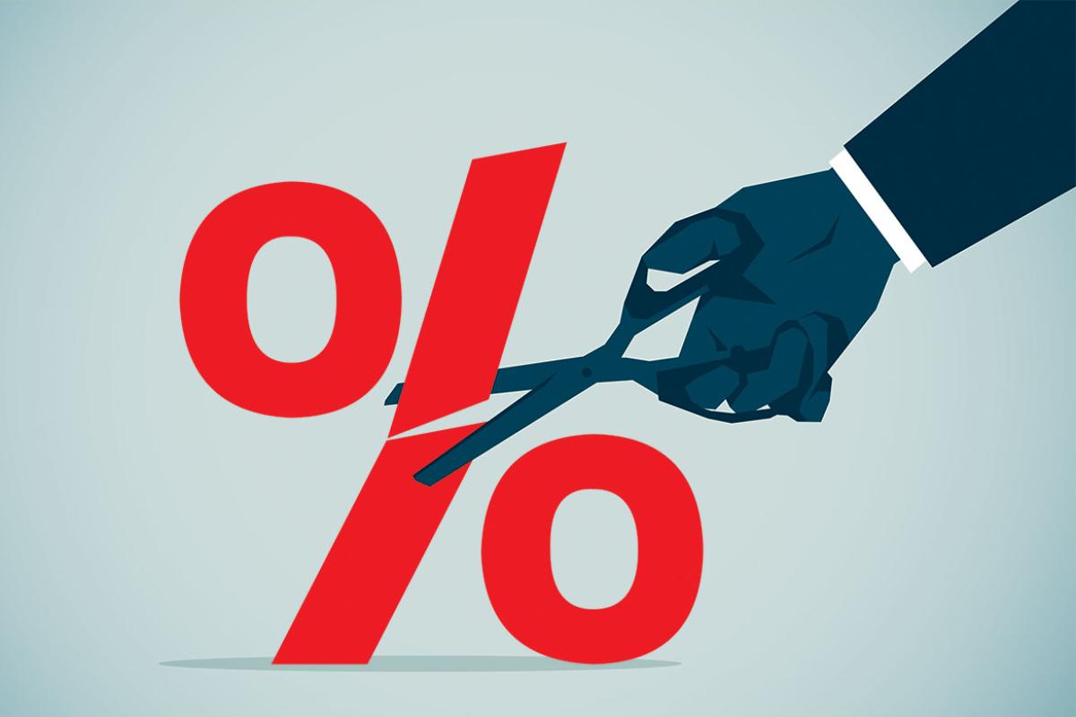 Scissors cutting percentage sign in half