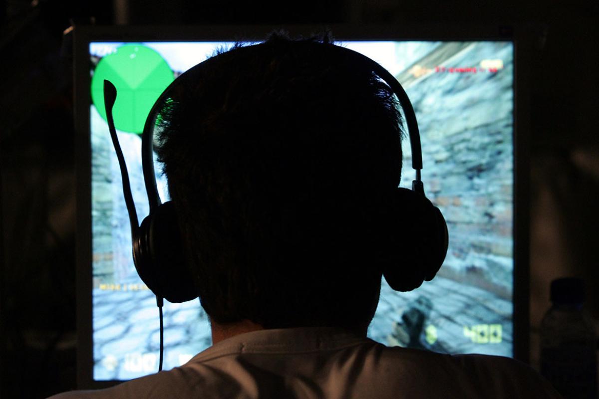 Person playing a video game
