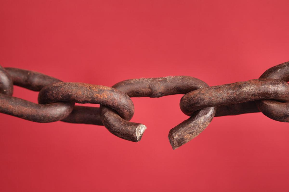 Broken link on a chain