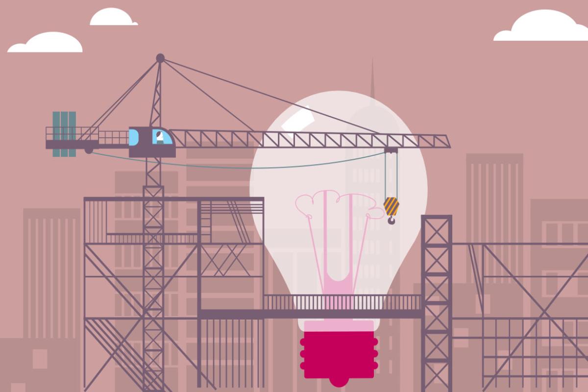 Construction and a light bulb