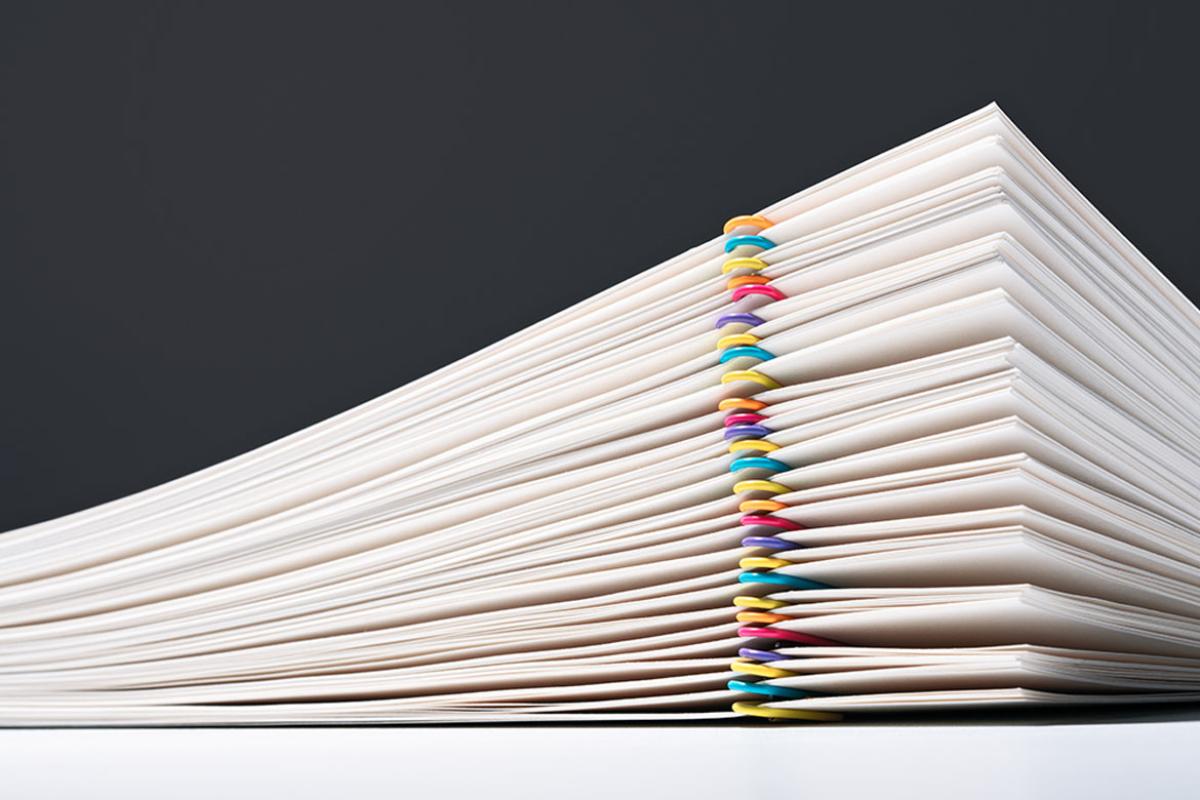 Organized stack of papers