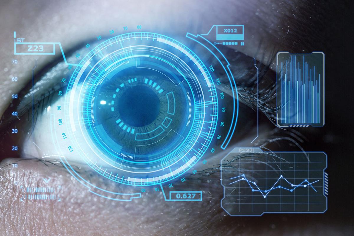 Human eye with interface graphics
