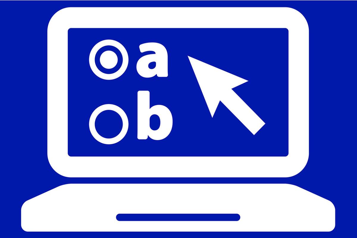Online test with options to select answer a or b