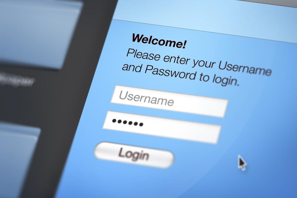 Login on a computer screen