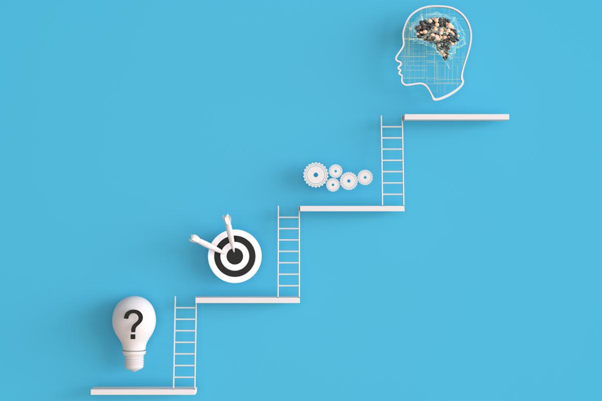 Abstract ladder with symbols representing problems and solutions