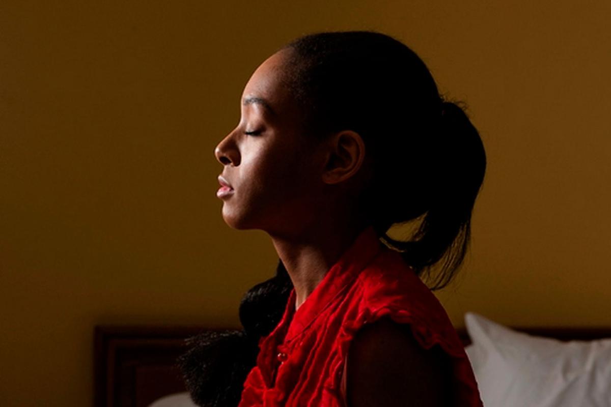 Profile of person with eyes closed