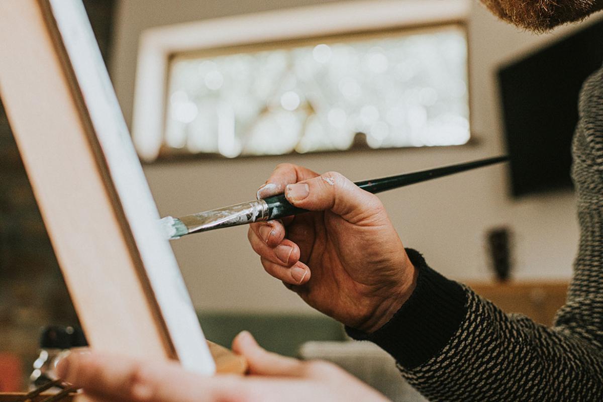 Paint brush on canvas