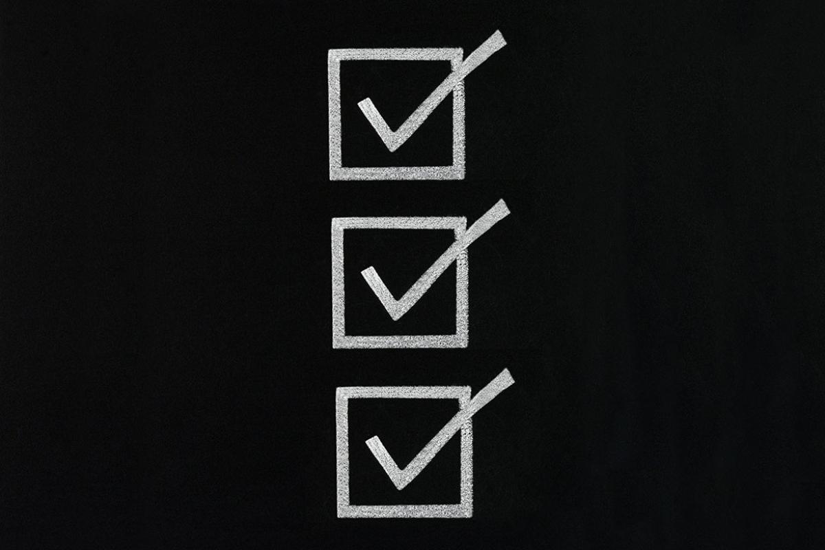 Three boxes with check marks