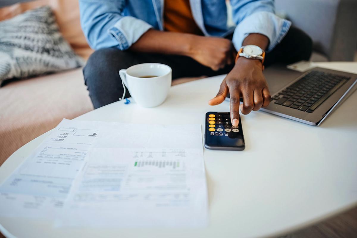 Person going over finances