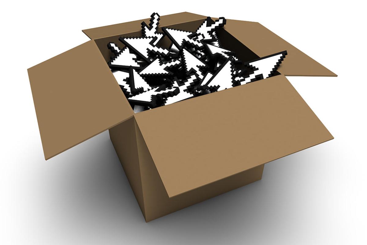 3D cursors in a cardboard box