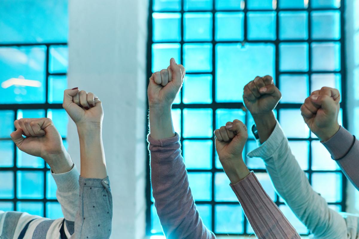 Group of raised fists