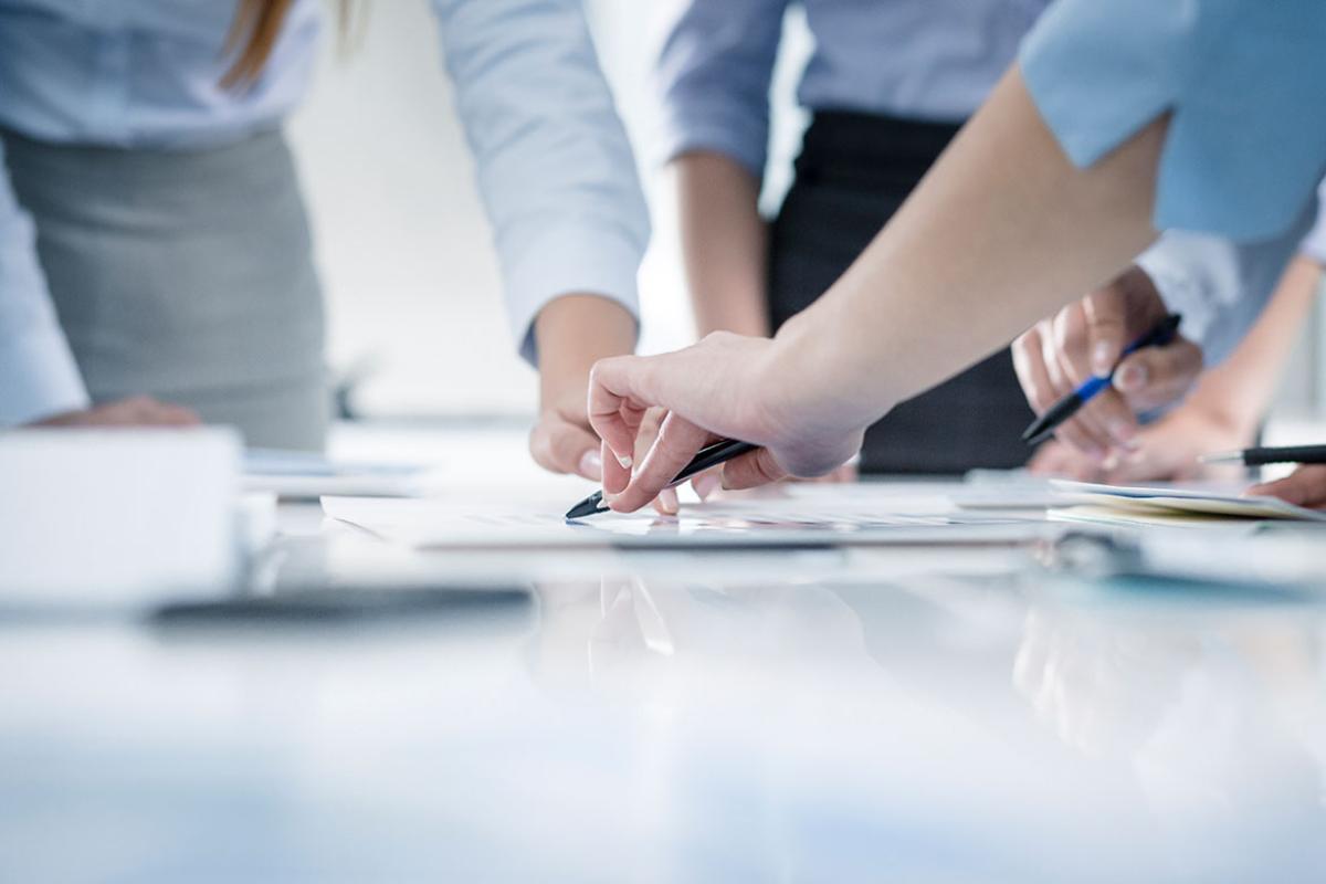 Businesspeople working together at a meeting