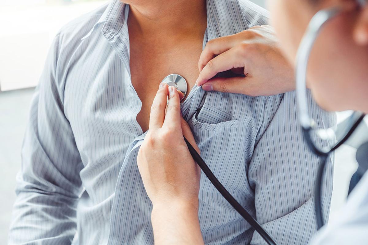 Stethoscope on person's chest