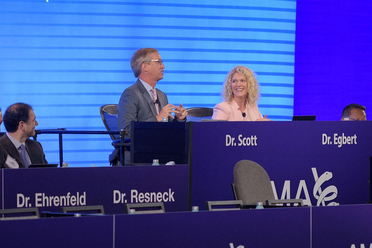Bruce Scott, MD, and Lisa Egbert, MD, HOD speakers at 2022 Interim
