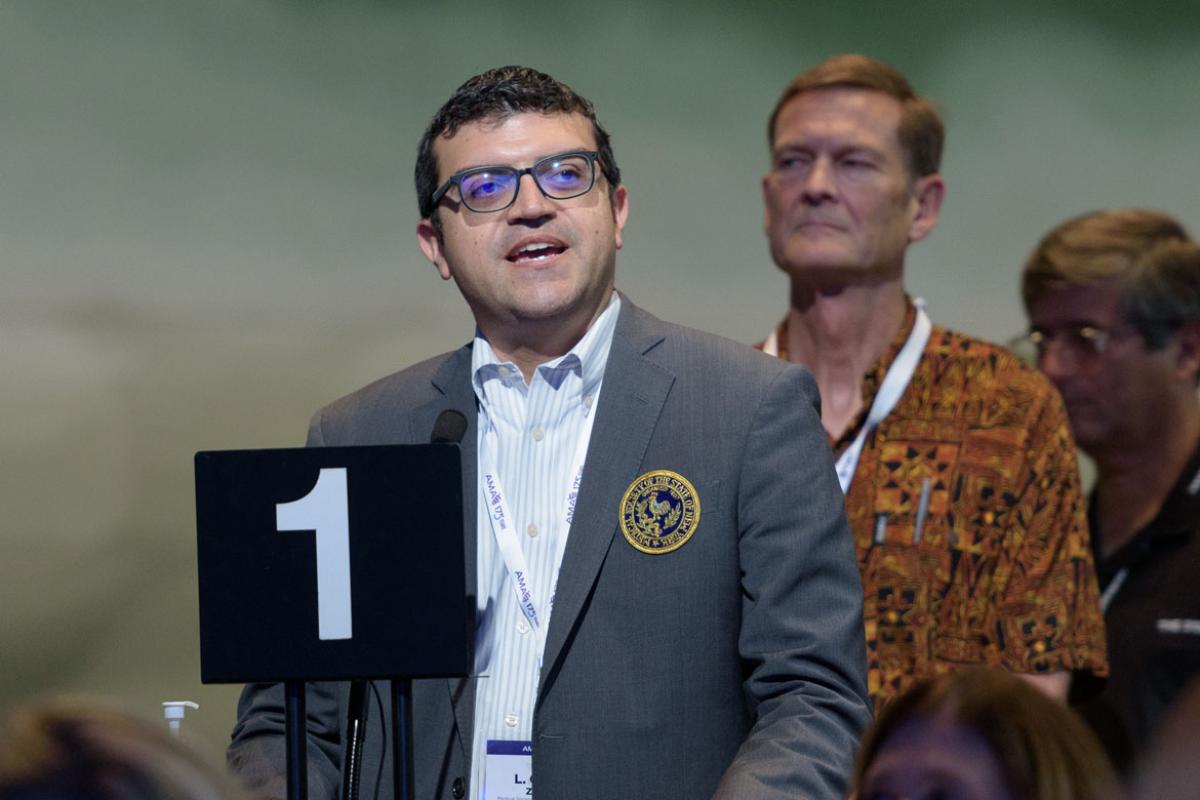 Attendee speaking at the 2022 AMA Interim Meeting