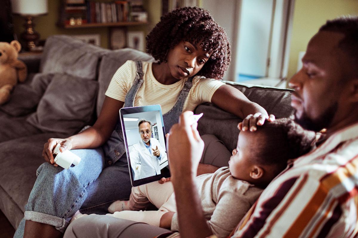 Family in a telehealth appointment