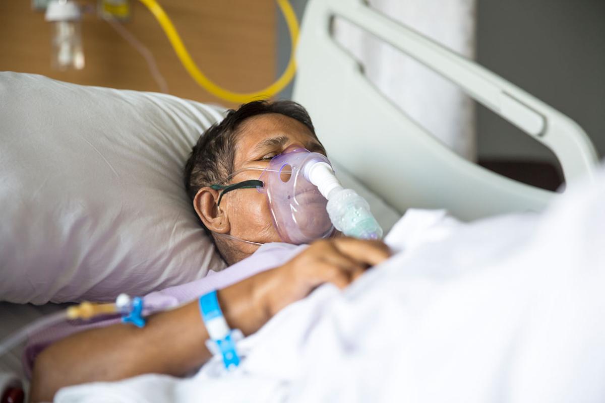 Patient in a hospital bed