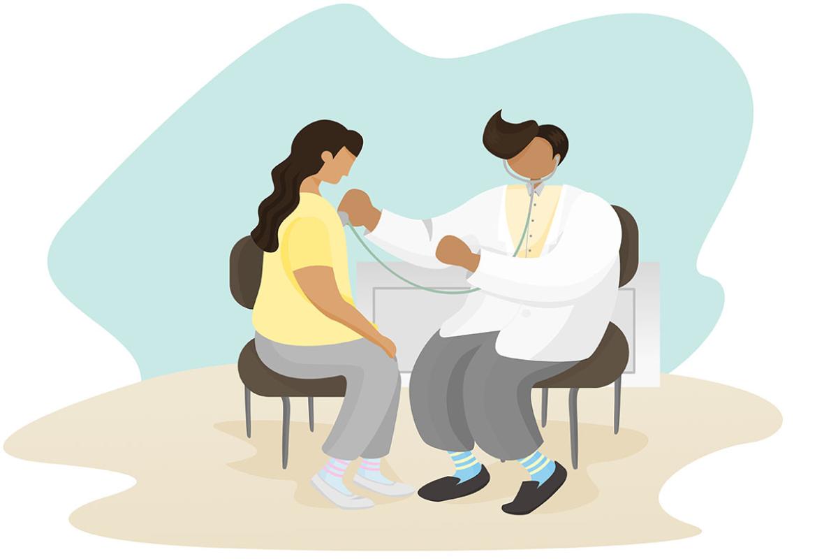 Physician and patient at a medical check up