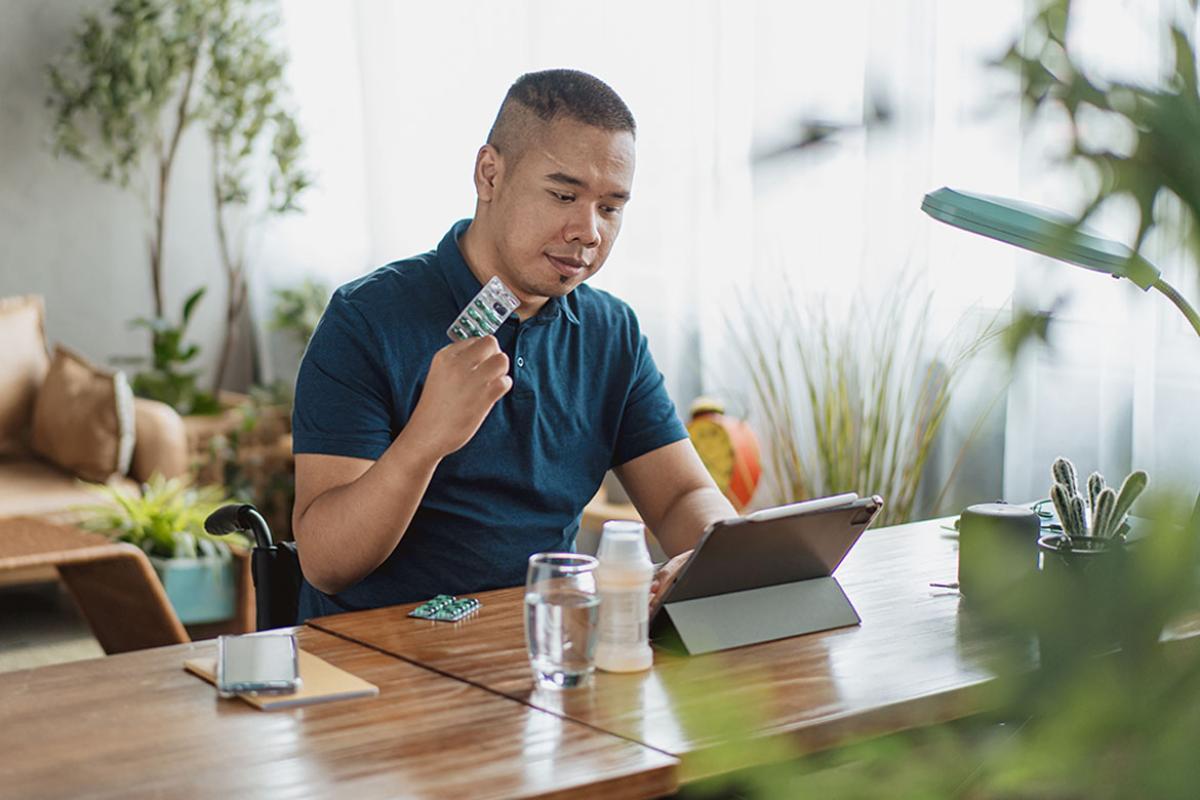 Person in a telehealth appointment