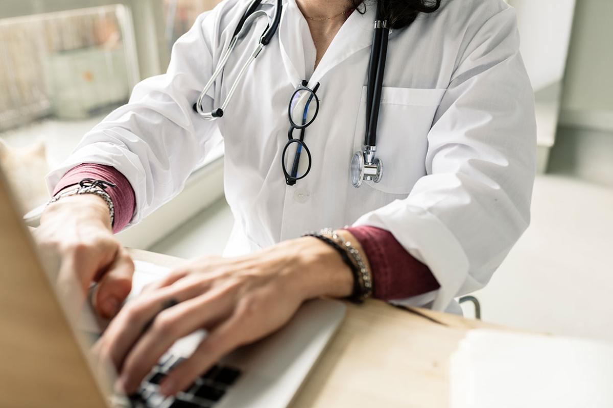 Doctor using a computer