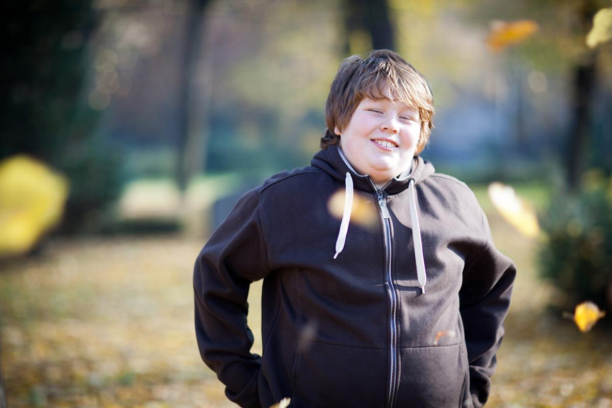 Boy outside on a fall day