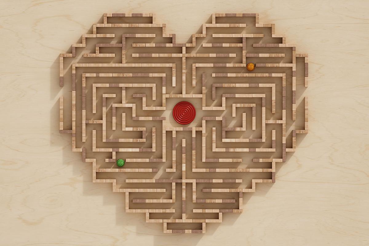 Shape of a heart made with pieces of wood