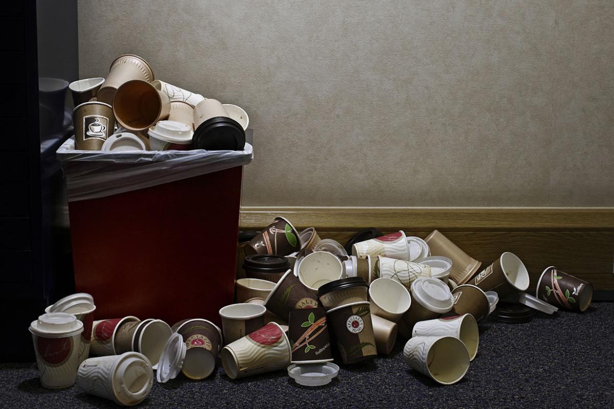 Overflowing trash